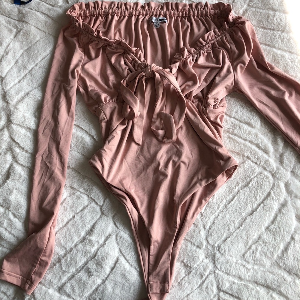 Mauve off the shoulder body suit